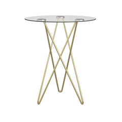 Geometric Clear Glass and Gold Round Table - Homeroots