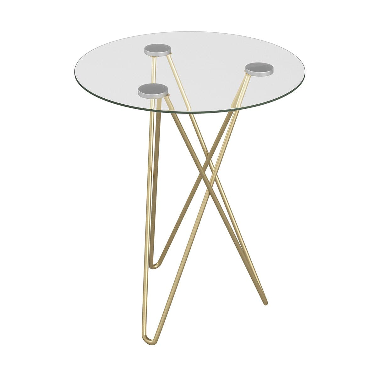 Geometric Clear Glass and Gold Round Table - Homeroots
