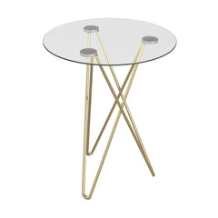 Geometric Clear Glass and Gold Round Table - Homeroots