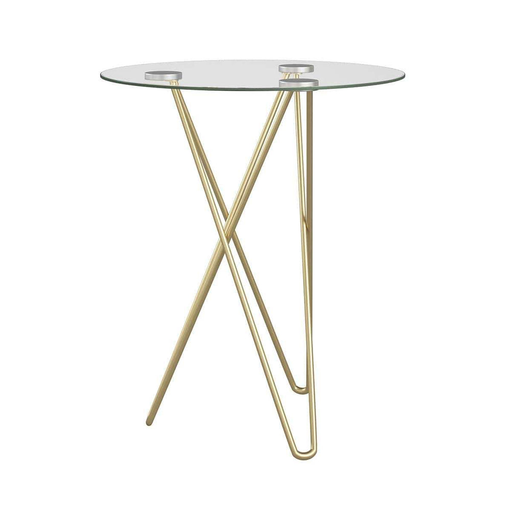 Geometric Clear Glass and Gold Round Table - Homeroots - Flyclothing LLC