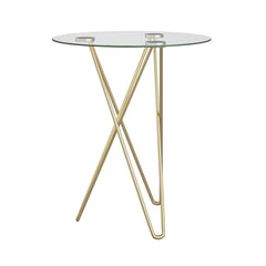 Geometric Clear Glass and Gold Round Table - Homeroots