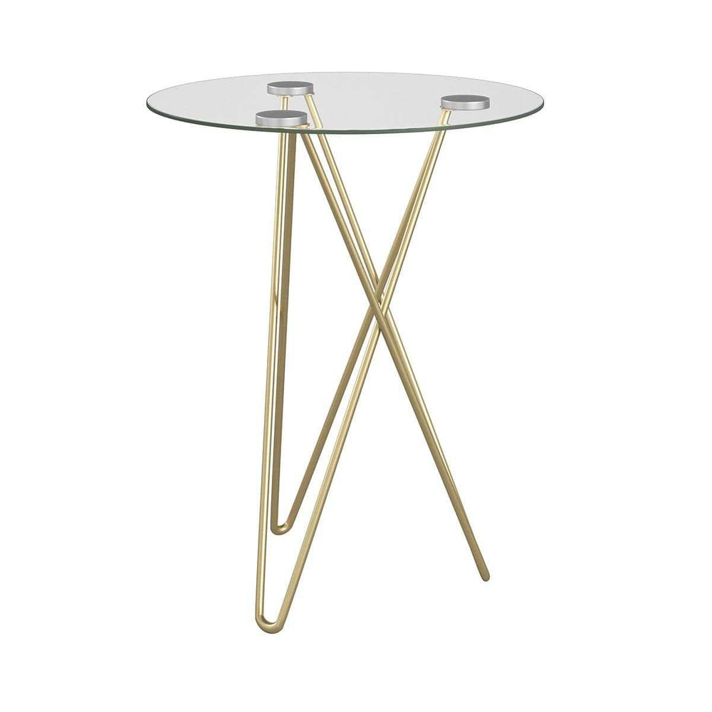 Geometric Clear Glass and Gold Round Table - Homeroots - Flyclothing LLC