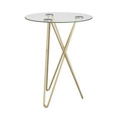 Geometric Clear Glass and Gold Round Table - Homeroots