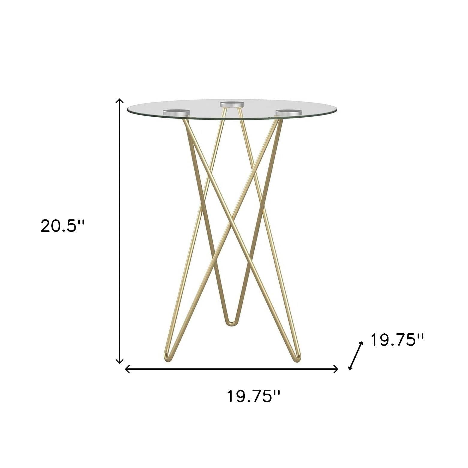 Geometric Clear Glass and Gold Round Table - Homeroots