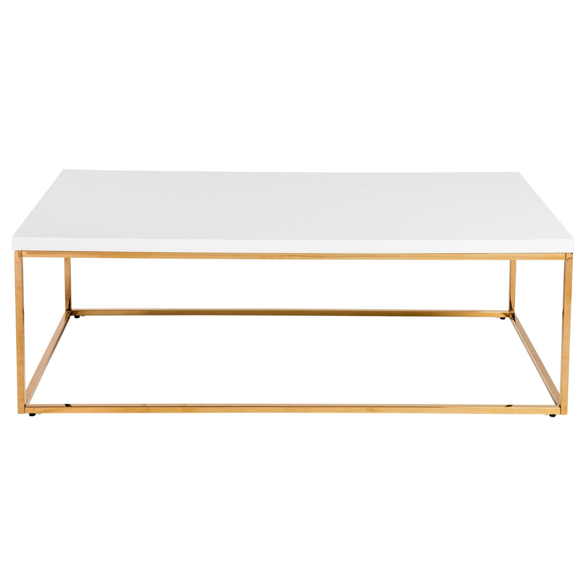 47" White And Gold Metal Coffee Table - Homeroots