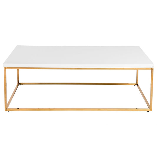 47" White And Gold Metal Coffee Table - Homeroots