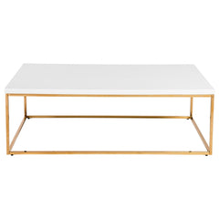 47" White And Gold Metal Coffee Table - Homeroots