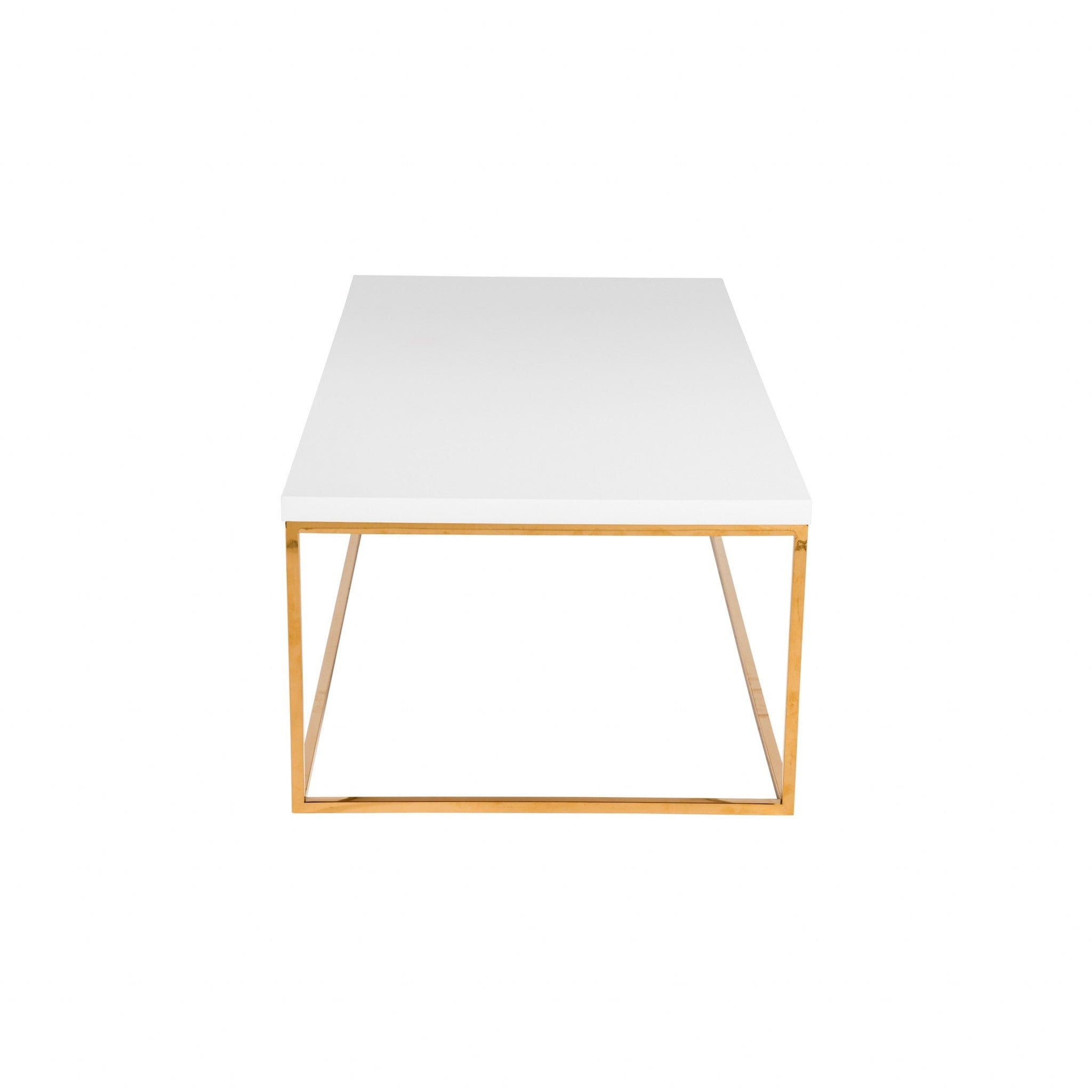 47" White And Gold Metal Coffee Table - Homeroots