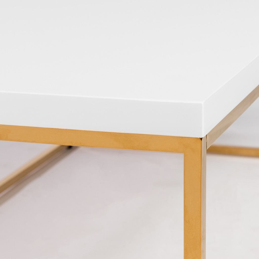 47" White And Gold Metal Coffee Table - Homeroots