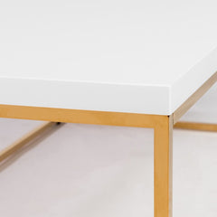 47" White And Gold Metal Coffee Table - Homeroots