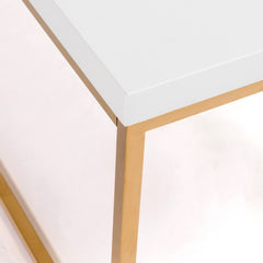 47" White And Gold Metal Coffee Table - Homeroots