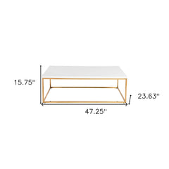47" White And Gold Metal Coffee Table - Homeroots