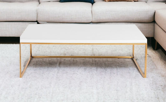 47" White And Gold Metal Coffee Table - Homeroots