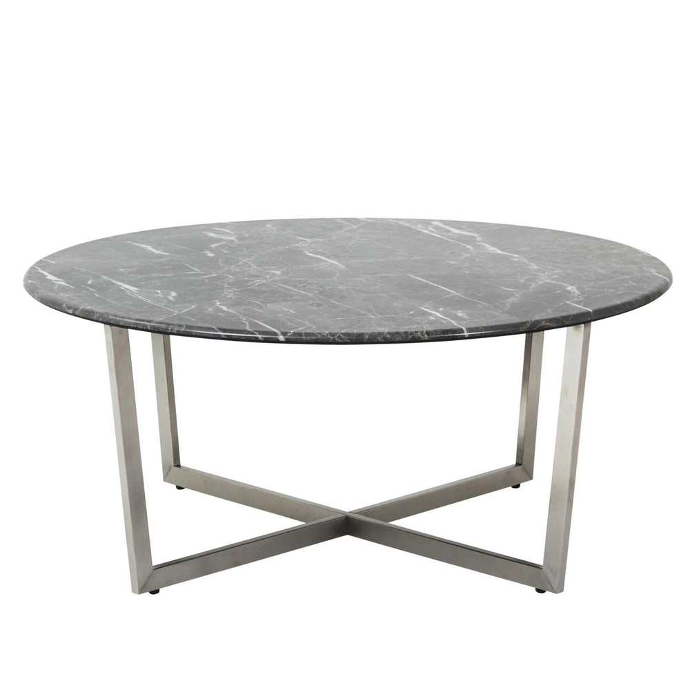 36" Black And Silver Faux Marble Round Coffee Table - Homeroots - Flyclothing LLC