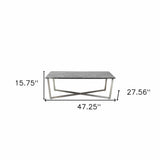 47" Black And Silver Faux Marble Rectangular Coffee Table - Homeroots - Flyclothing LLC