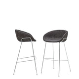 Set of Two 30" Black And Silver Steel Low Back Bar Height Bar Chairs - Homeroots