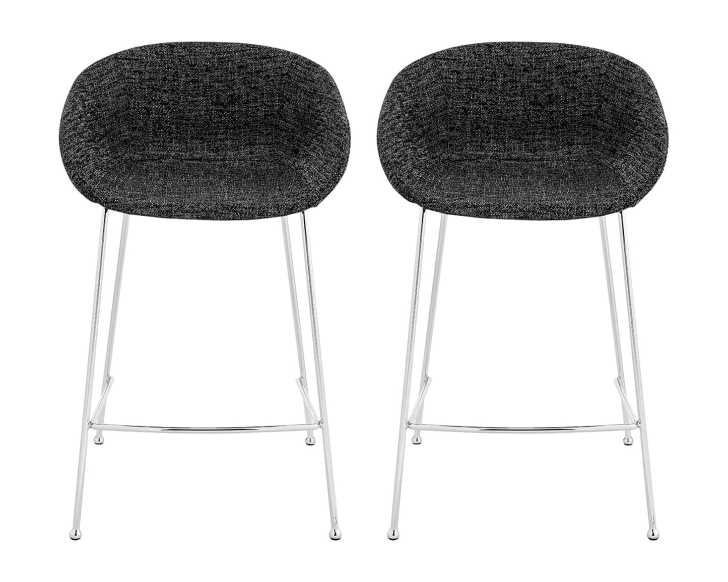 Set of Two 26" Black And Silver Steel Low Back Counter Height Bar Chairs - Homeroots - Flyclothing LLC