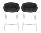 Set of Two 26" Black And Silver Steel Low Back Counter Height Bar Chairs - Homeroots - Flyclothing LLC