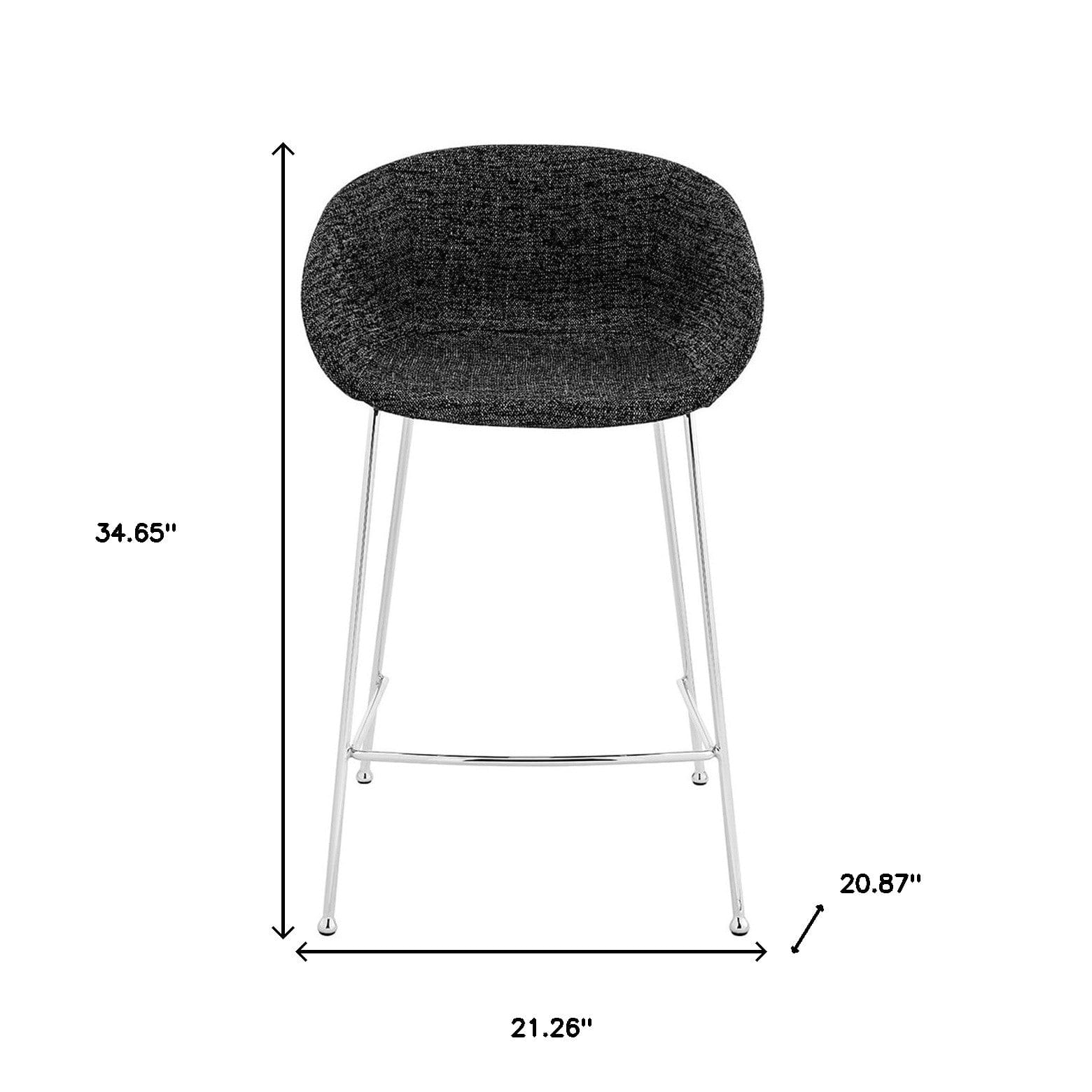 Set of Two 26" Black And Silver Steel Low Back Counter Height Bar Chairs - Homeroots - Flyclothing LLC