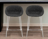 Set of Two 26" Black And Silver Steel Low Back Counter Height Bar Chairs - Homeroots
