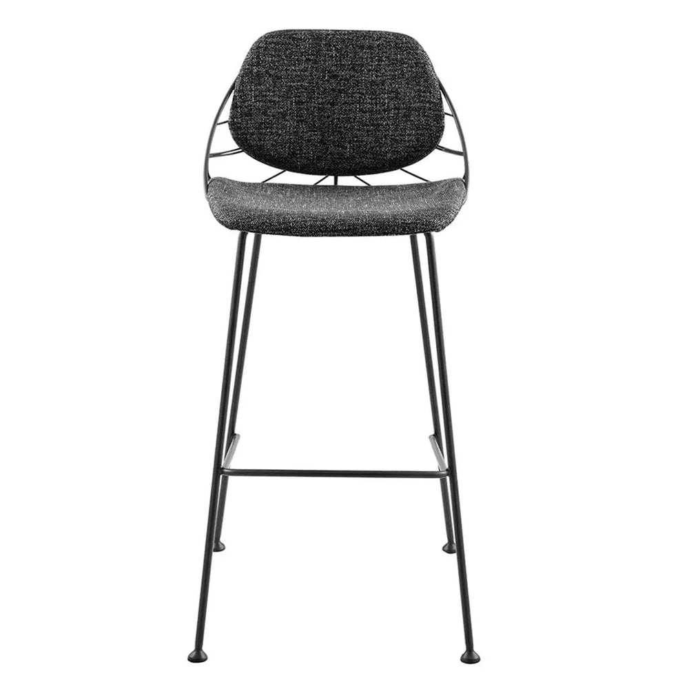 Set of Two 30" Black Steel Low Back Bar Height Bar Chairs - Homeroots - Flyclothing LLC
