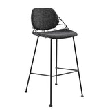 Set of Two 30" Black Steel Low Back Bar Height Bar Chairs - Homeroots