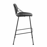 Set of Two 30" Black Steel Low Back Bar Height Bar Chairs - Homeroots - Flyclothing LLC