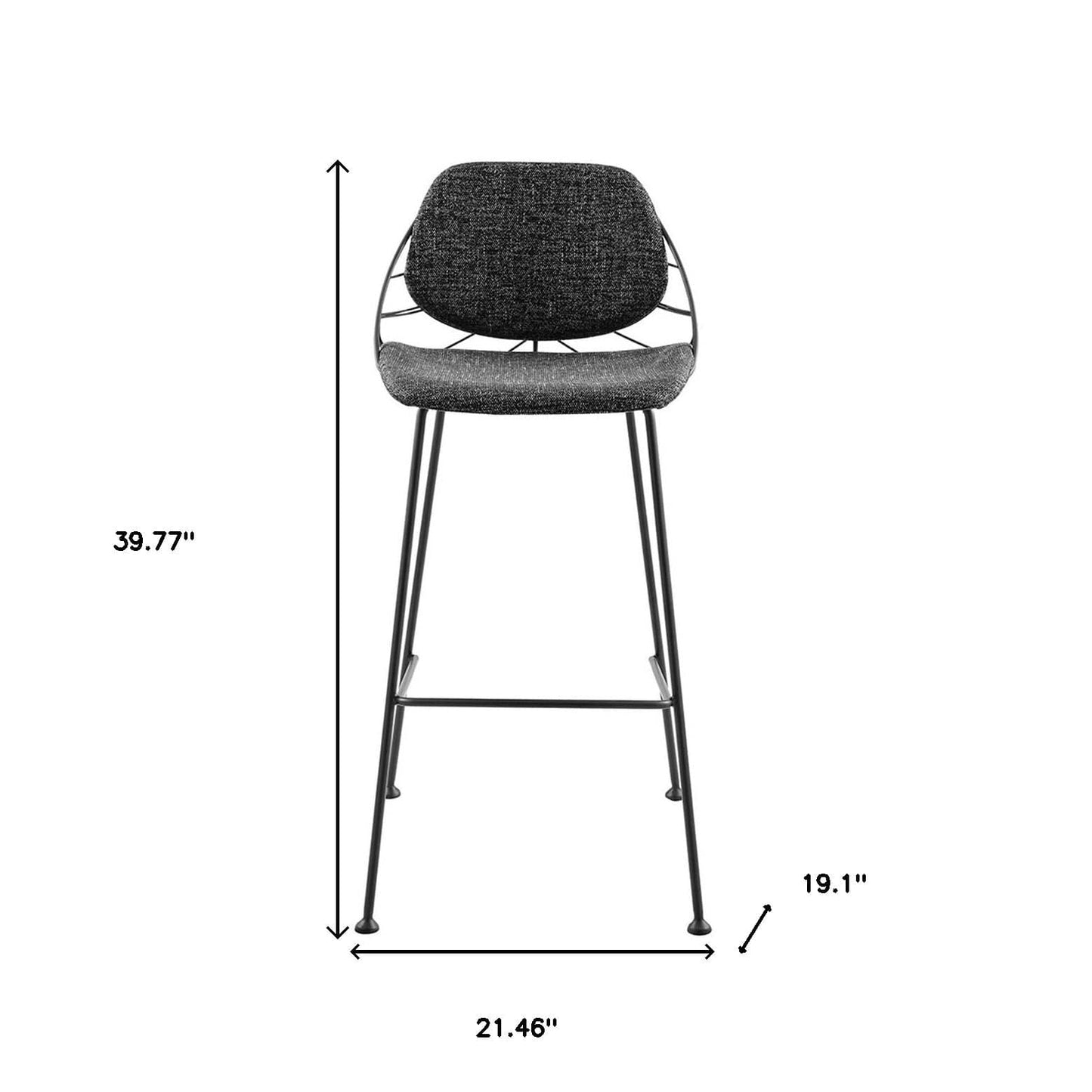 Set of Two 30" Black Steel Low Back Bar Height Bar Chairs - Homeroots - Flyclothing LLC