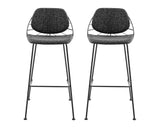 Set of Two 30" Black Steel Low Back Bar Height Bar Chairs - Homeroots