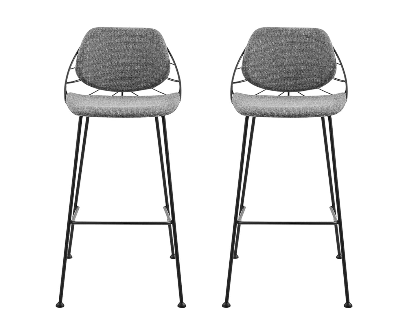 Set of Two 30" Light Gray And Black Steel Low Back Bar Height Bar Chairs - Homeroots - Flyclothing LLC