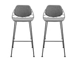 Set of Two 30" Light Gray And Black Steel Low Back Bar Height Bar Chairs - Homeroots - Flyclothing LLC
