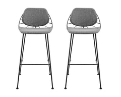 Set of Two 30" Light Gray And Black Steel Low Back Bar Height Bar Chairs