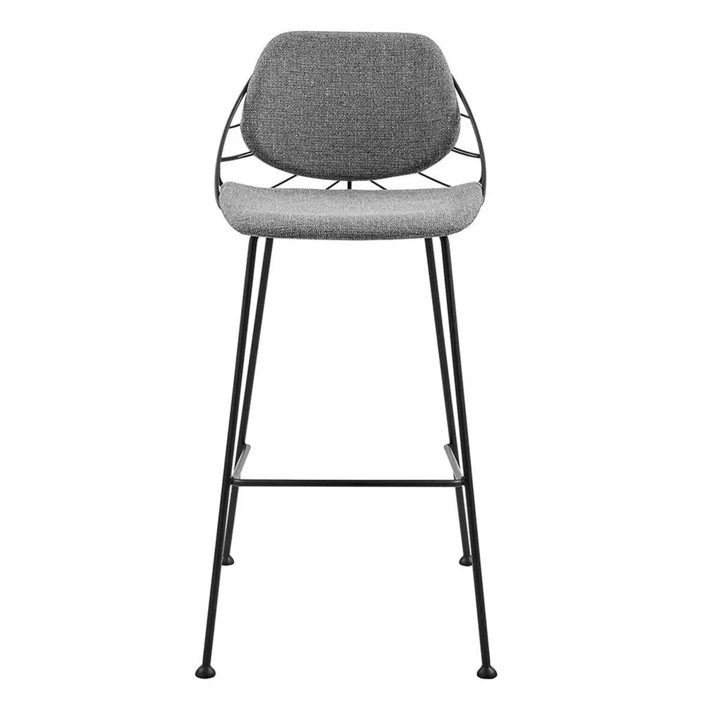 Set of Two 30" Light Gray And Black Steel Low Back Bar Height Bar Chairs - Homeroots - Flyclothing LLC