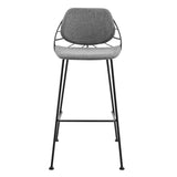 Set of Two 30" Light Gray And Black Steel Low Back Bar Height Bar Chairs - Homeroots