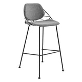 Set of Two 30" Light Gray And Black Steel Low Back Bar Height Bar Chairs - Homeroots - Flyclothing LLC