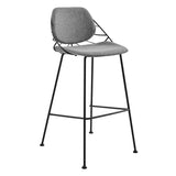 Set of Two 30" Light Gray And Black Steel Low Back Bar Height Bar Chairs - Homeroots