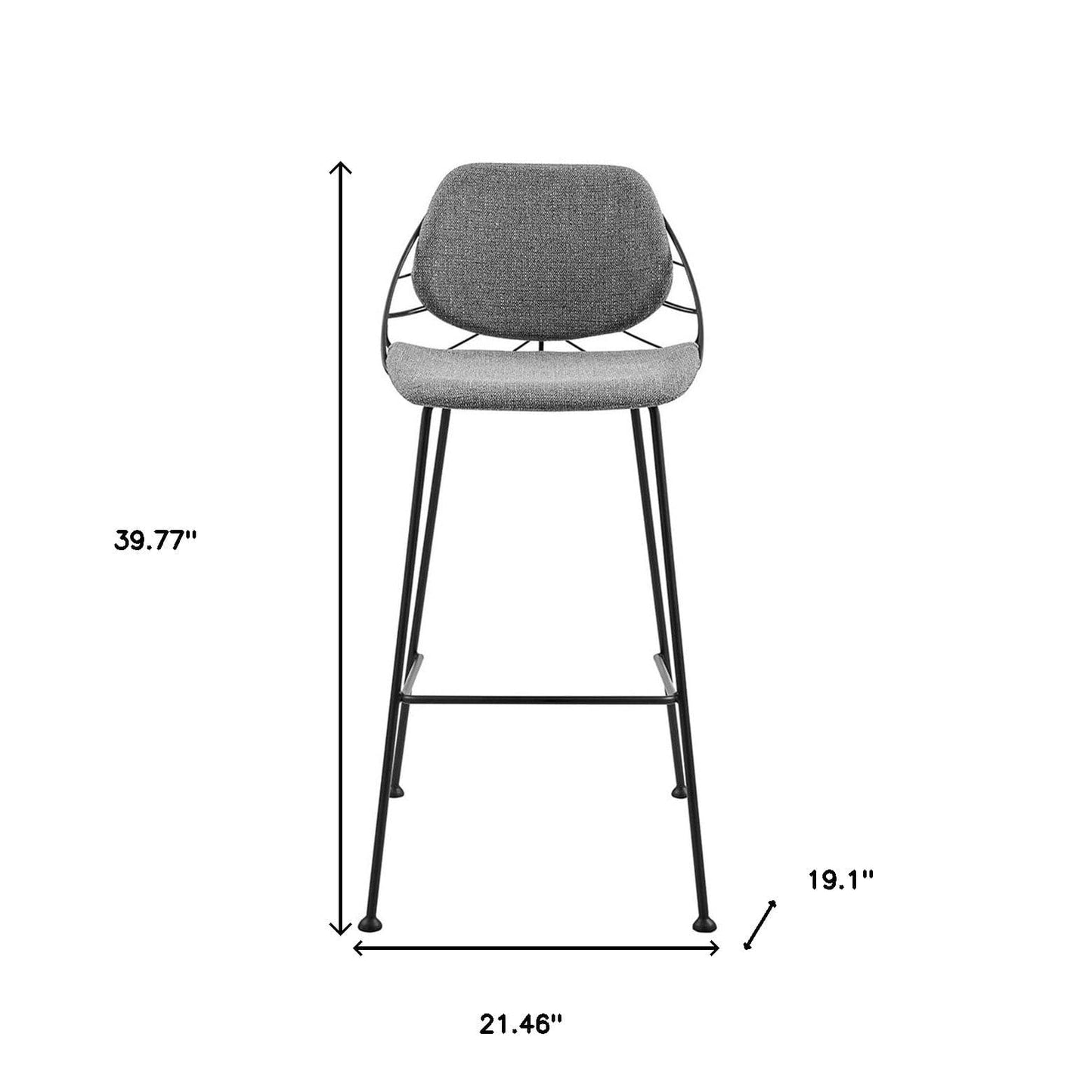 Set of Two 30" Light Gray And Black Steel Low Back Bar Height Bar Chairs - Homeroots - Flyclothing LLC