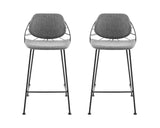Set of Two 26" Light Gray And Black Steel Low Back Counter Height Bar Chairs - Homeroots
