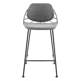Set of Two 26" Light Gray And Black Steel Low Back Counter Height Bar Chairs - Homeroots