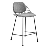 Set of Two 26" Light Gray And Black Steel Low Back Counter Height Bar Chairs - Homeroots