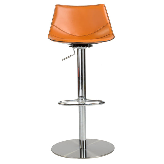 32" Terra Cotta And Silver Steel Swivel Low Back Bar Height Bar Chair - Homeroots