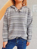 Striped Long Sleeve Hooded Sweater - Trendsi - Flyclothing LLC