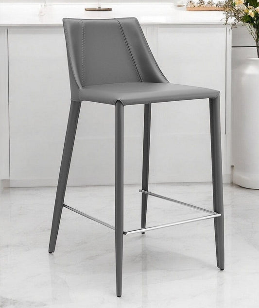 26" Gray Steel Low Back Counter Height Bar Chair - Homeroots
