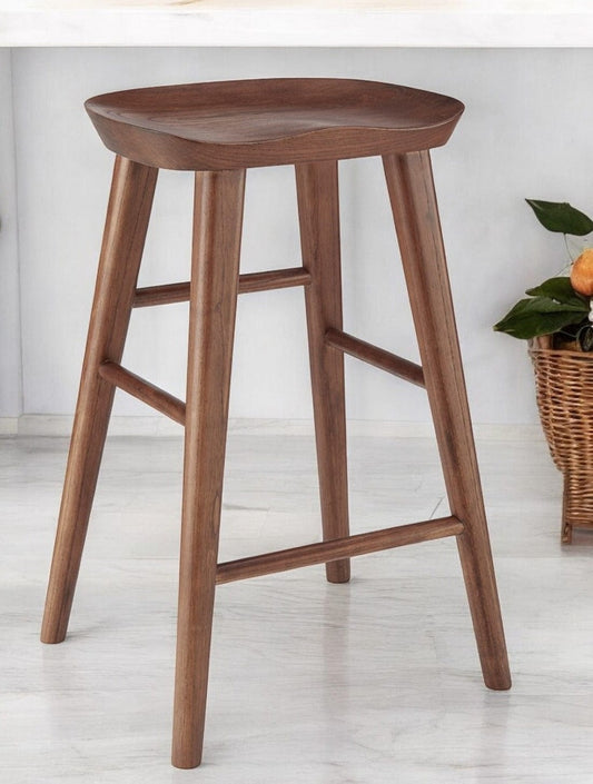25" Brown Manufactured Wood Backless Counter Height Bar Chair - Homeroots