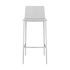 Set of Two 30" Clear And Silver Plastic Low Back Bar Height Bar Chairs