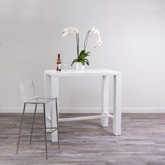 Set of Two 30" Clear And Silver Plastic Low Back Bar Height Bar Chairs - Homeroots