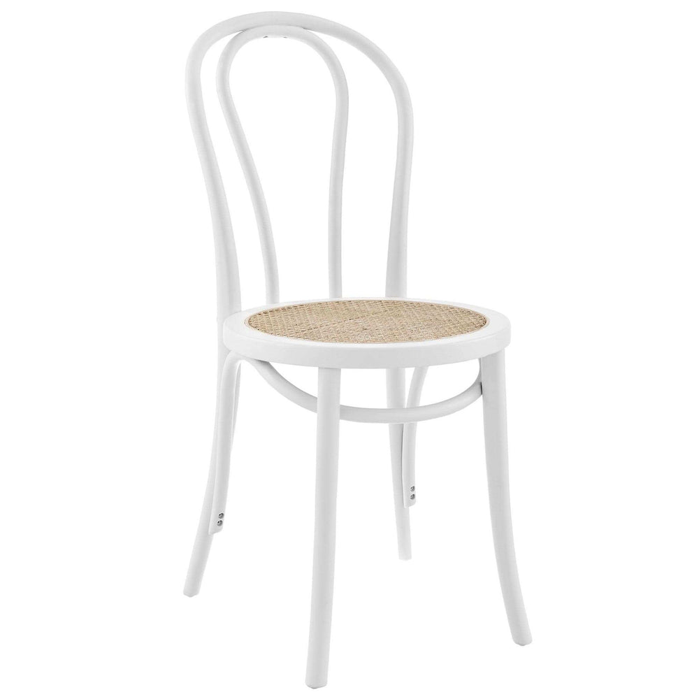 Set of Two Vintage Style White Cane Dining Chairs - Homeroots - Flyclothing LLC