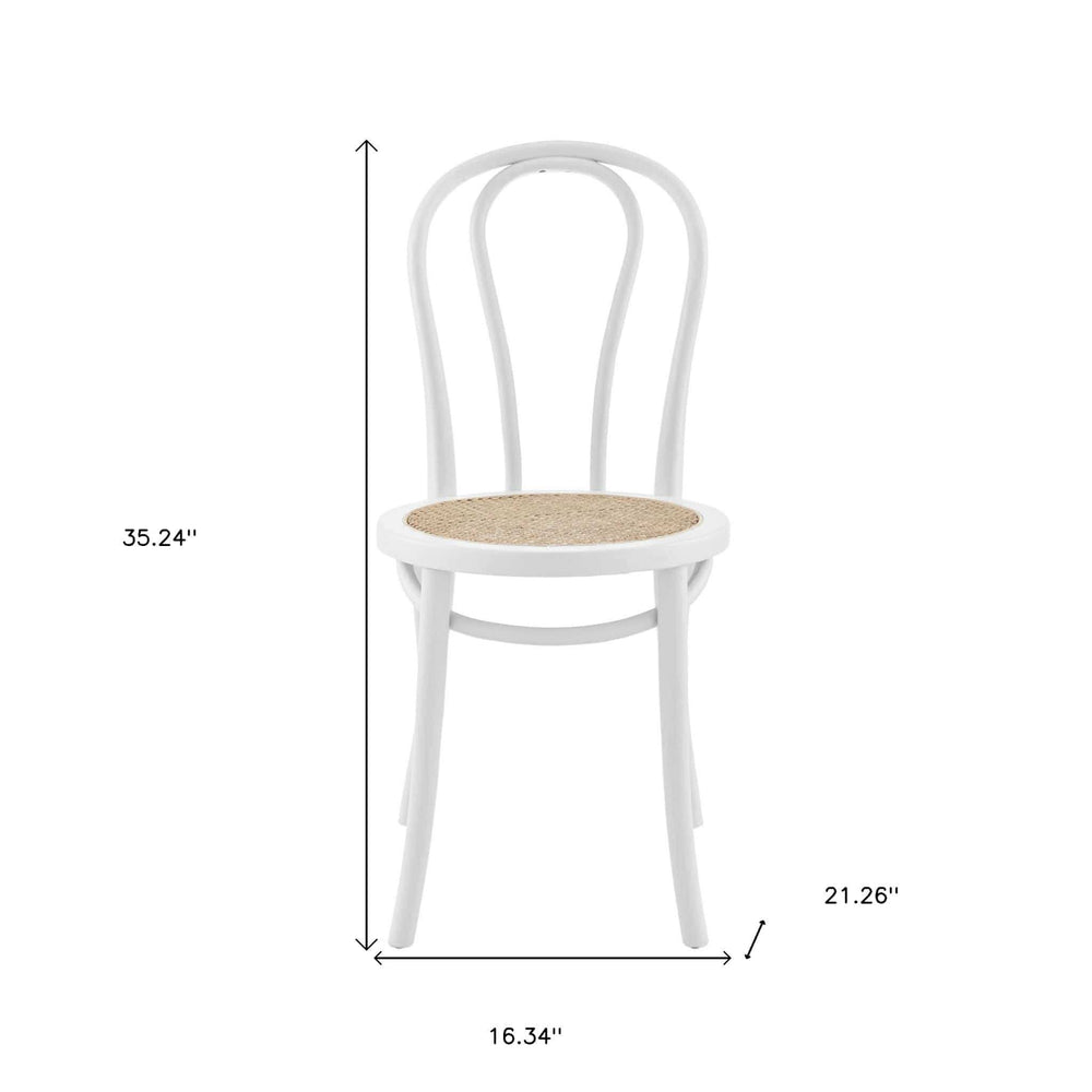 Set of Two Vintage Style White Cane Dining Chairs - Homeroots - Flyclothing LLC