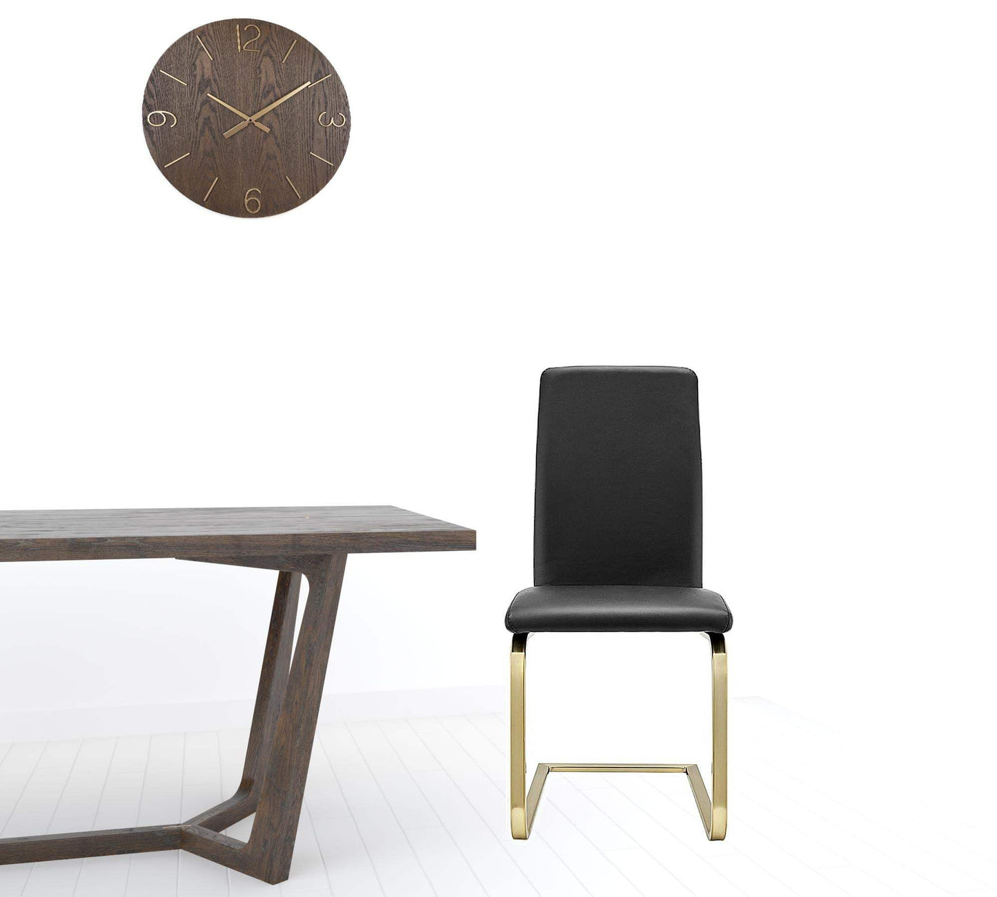 Set of Two Mod Black and Gold Dining Chairs - Homeroots - Flyclothing LLC
