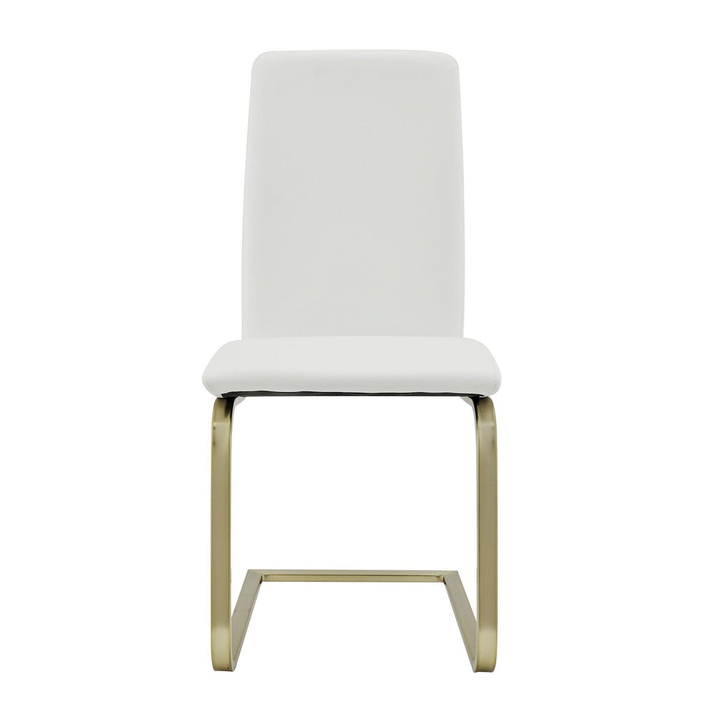 Set of Two Mod White and Gold Dining Chairs - Homeroots